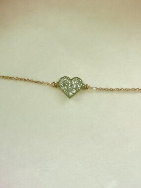 Histoire d’Or 9K 375 Yellow Gold Diamond Heart Bracelet 7” NEW in Box France